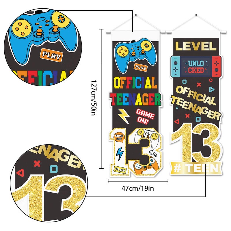 PAKBOOM Official Teenager Thirteen Birthday Game Door Banner Happy 13th Birthday Hanging Yard Porch Sign 13 Years Old Party Decorations Supplies - Image 2